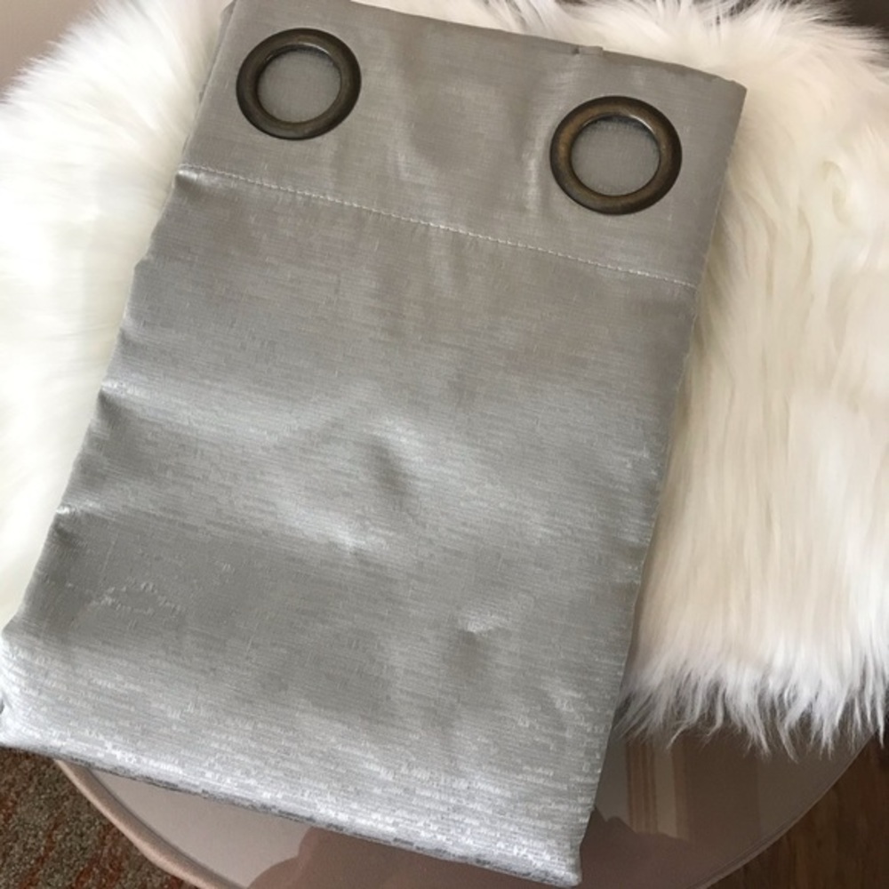 2-Pc Large Grommet Black Out Gray Panel Curtains